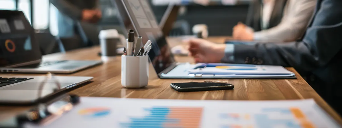 Professional reviewing case study analytics